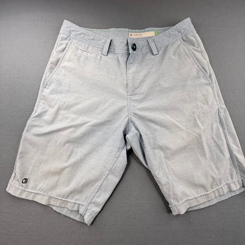 Linksoul Boardwalker Shorts Mens 32 Light Blue Grey Golf Casual Walk Shorts